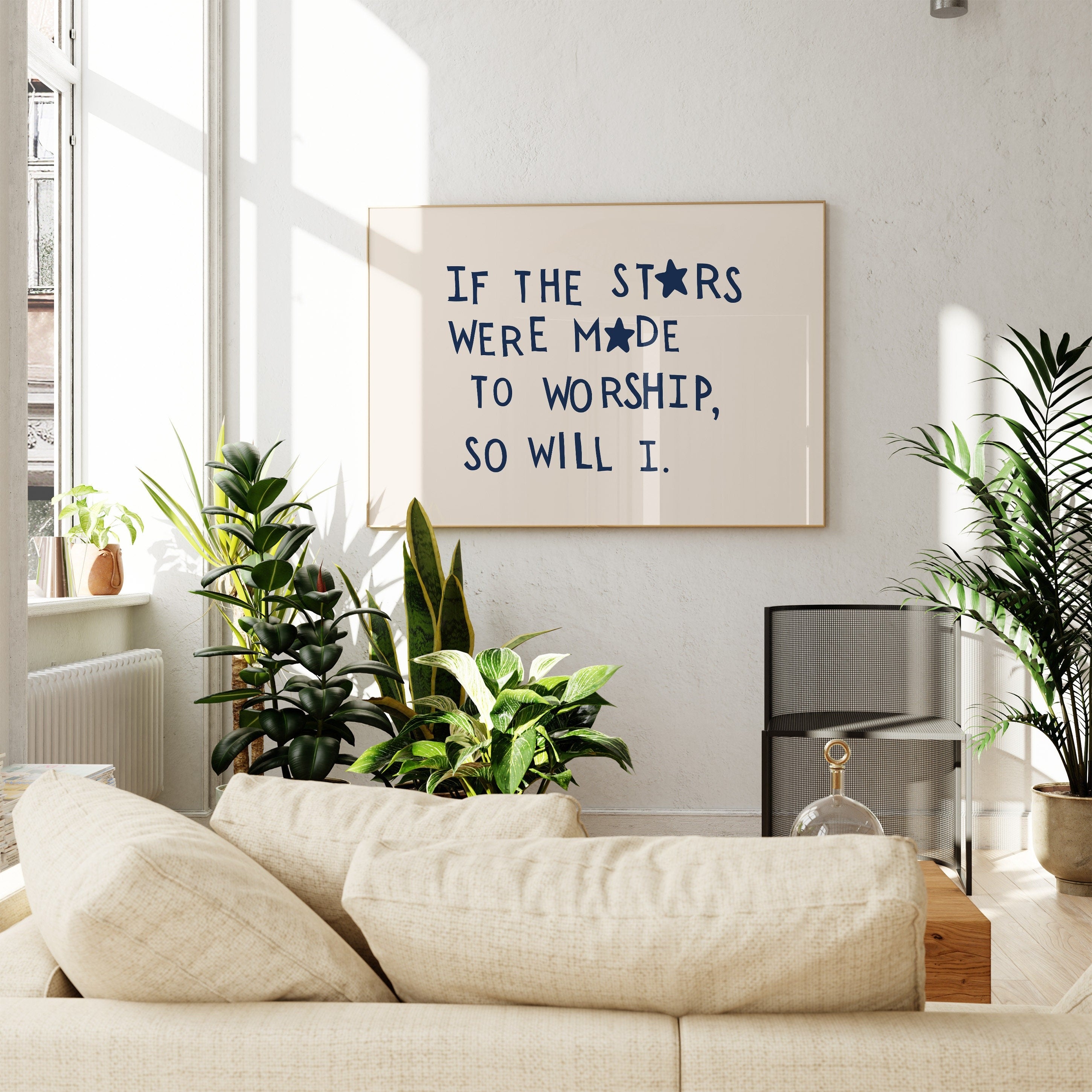 Minimalist Christian Wall Art, Psalm 148:36 Poster, Celestial Art, Navy Christian Poster, Bible Decor, Christian Poster